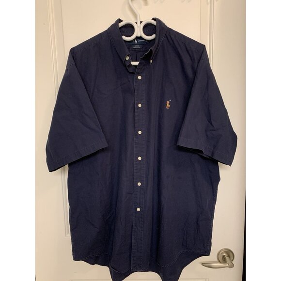 Ralph Lauren Blake Blue Short Sleeve Button Down 100% Cotton - Picture 1 of 8